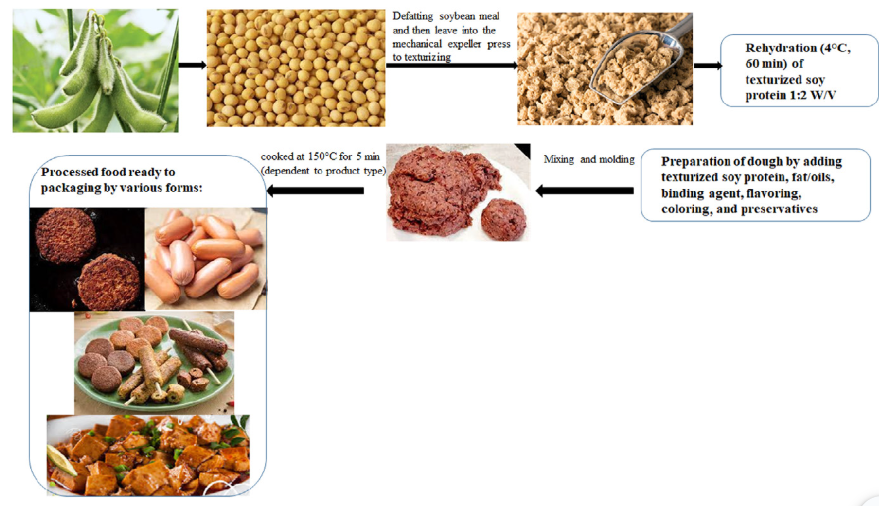 The manufacturing process of soy protein as a meat alternative.PNG